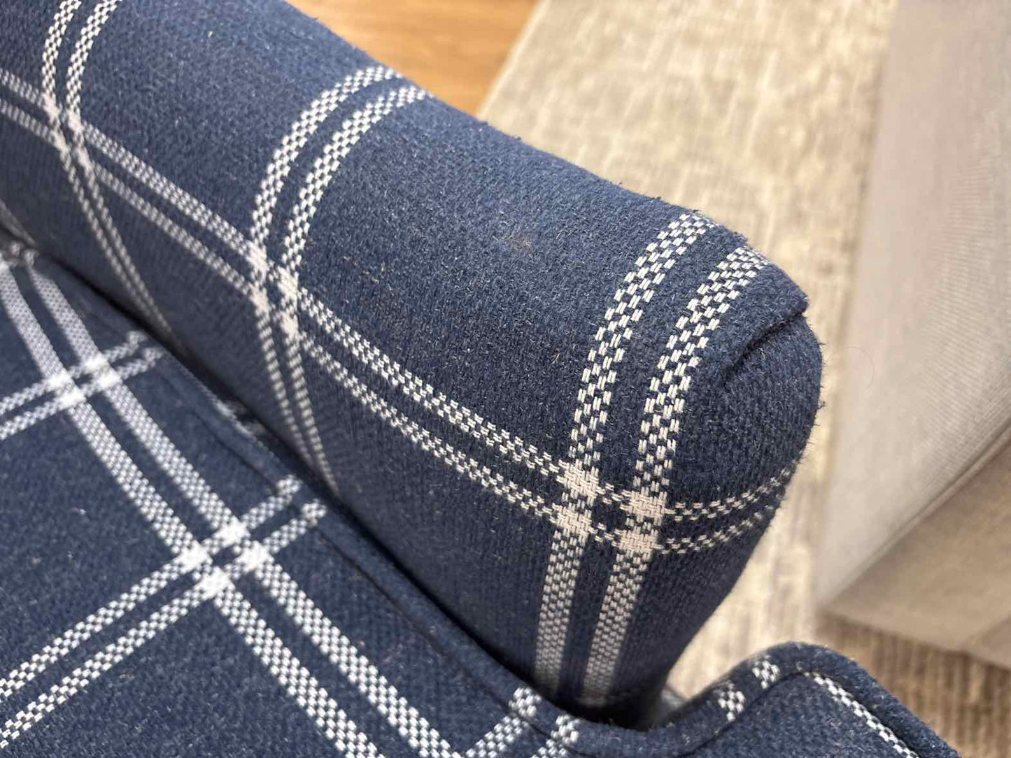 Jofran 'Lacroix' Navy Plaid Wingback Chair