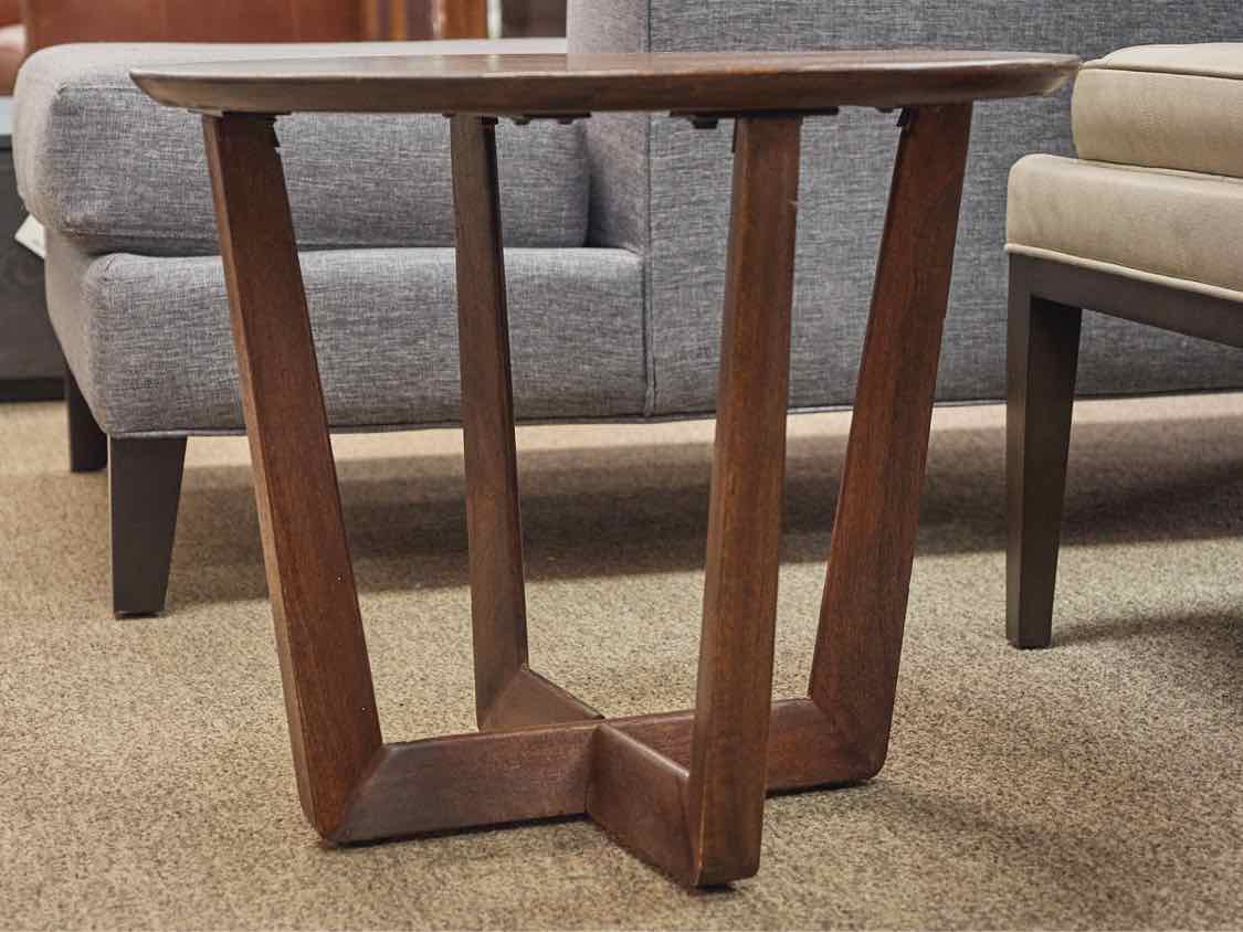 Mid Century Style Round Walnut Side Table