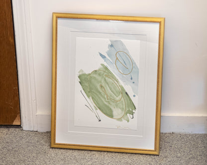 'Abstract in Green & Gold 2' Framed Print