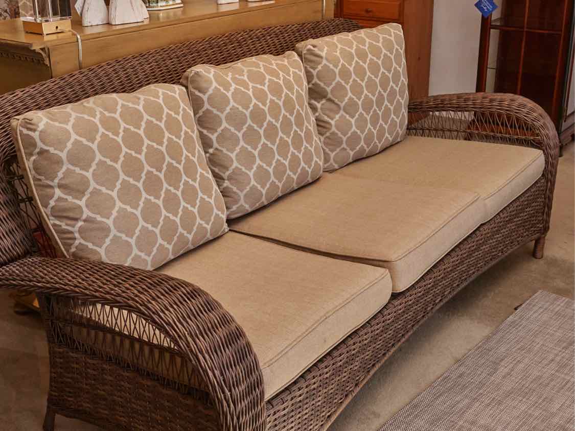 Set of Hampton Bay 'Beacon Park' 3 Season Wicker ,Sofa,Pair of Chairs & Ottoman