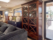 Rustic Wood Display Cabinet w/ Glass Doors