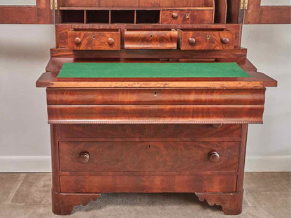 Antique Mahogany 2 Glass Doors 6 Drawers Flip top Service Secretary Desk