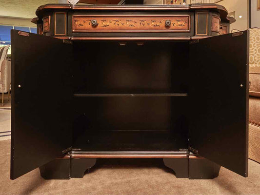 Black Finish With Stencil Accents 3 Drawer & 4 Door  Sideboard
