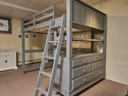Hillsdale Furniture Full Size Lakehouse Loft Bed with Dresser & Desk in Stone