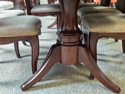 Dining Table in Inlaid Cherry Stain & Set of Eight Dining Chairs