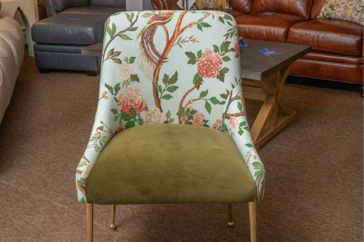 Set of (8) Anthropologie'Havenview ' Elowen Teal Floral  Dining Chairs