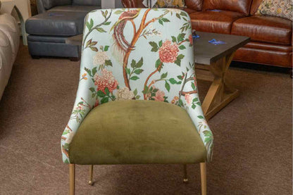 Set of (8) Anthropologie'Havenview ' Elowen Teal Floral  Dining Chairs