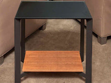 Circle Furniture Metal & Glass With Lower Wooden Shelf  Side Table