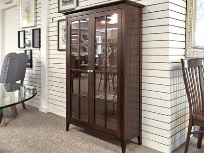 Ethan Allen Dark Stain 2 Pane Door Display Cabinets