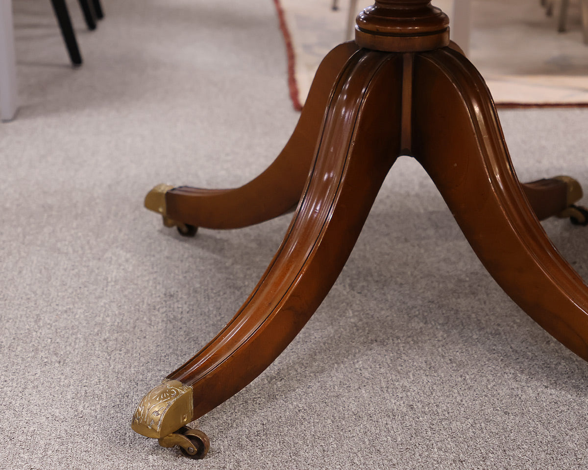 19th Century Regency Antique Double Pedestal Dining Table in Walnut with Leaf