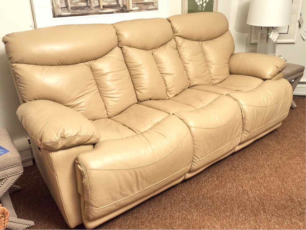 Sand Leather Power Recllining Sofa