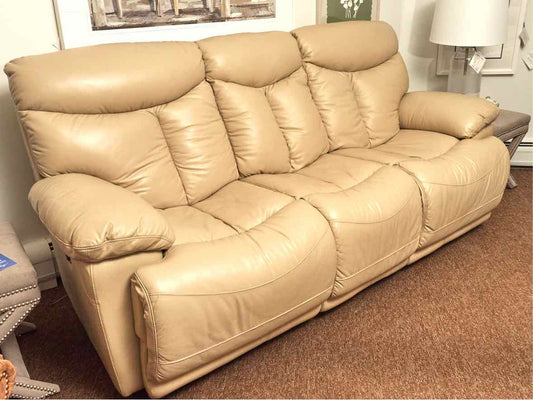 Sand Leather Power Recllining Sofa