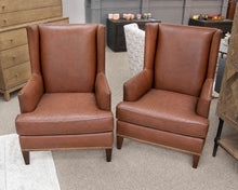 Pair of MG+BW Chocolate Leather Wingback Chairs