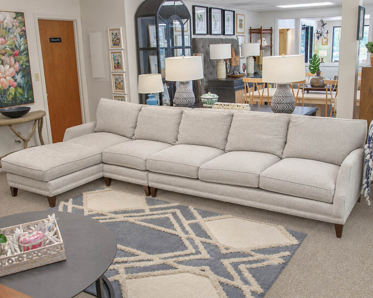 Rowe 3-Pc Sectional with Left Arm Facing Chaise in Limestone Velvet