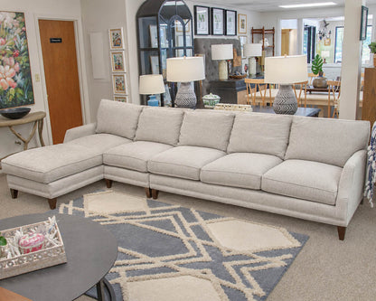 Rowe 3-Pc Sectional with Left Arm Facing Chaise in Limestone Velvet