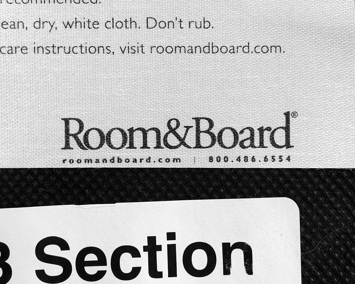 Room & Board White Upholstered Chair and Ottoman