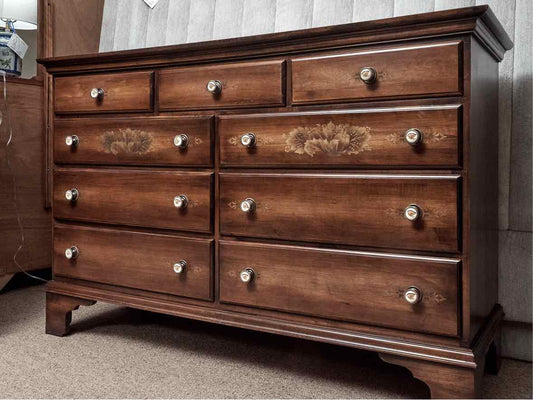 Hitchcock  Maple 9 Drawer Dresser with Stenciling