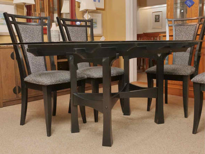 Saloom Glass Top Black Finish Base Table &  6 Chair Set