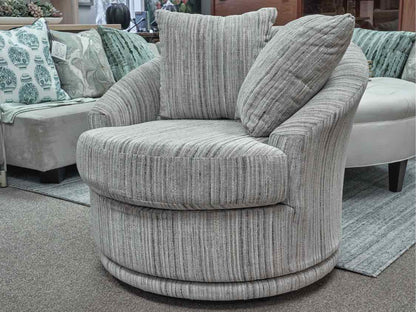 Pair of Raymoor & Flanigan Sofia Swivel Chairs in Loft Stripe