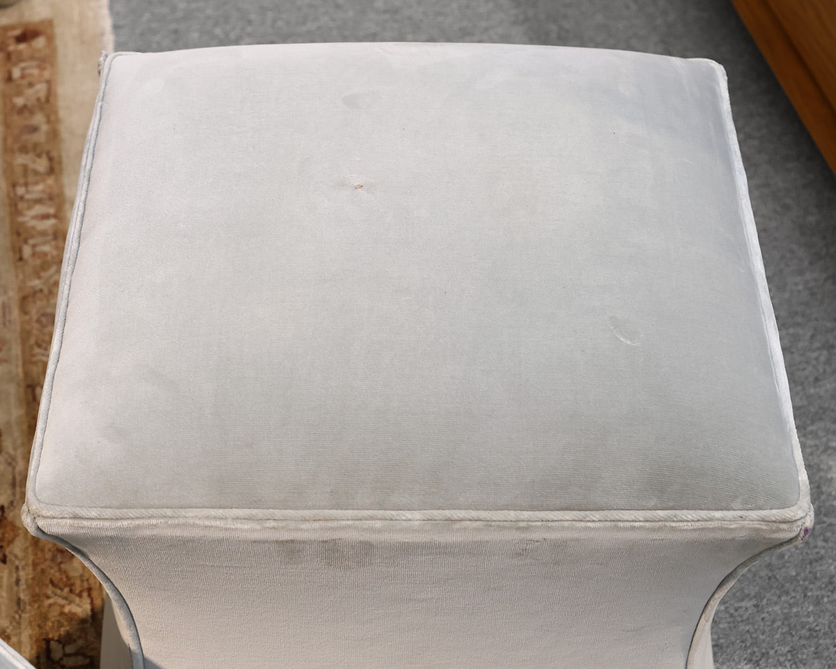 Pair of Velvet Small Ottomans