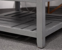 Gray Vegan Leather Tufted Square Ottoman