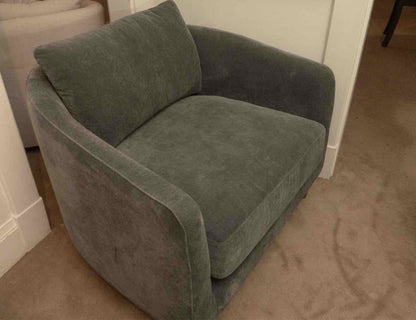 Pottery 'Remmy' Chair & Ottoman in Slate Blue Performance Chenille