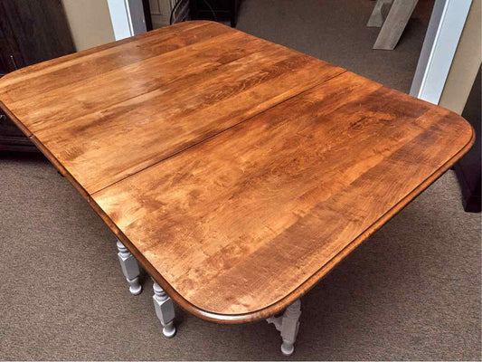 Maple Top Gateleg Dining Table with Custom White Finish Legs