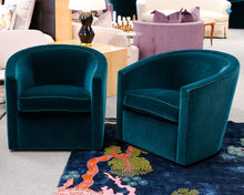 Pair of A. Rudin Custom Upholstered Swivel Chairs
