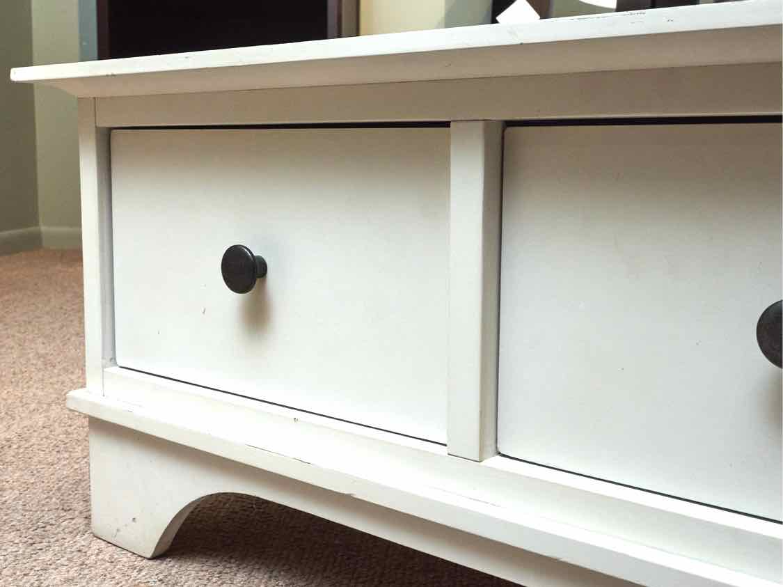 Hampton Bay Cream Finish 3 Drawer  Cocktail Table