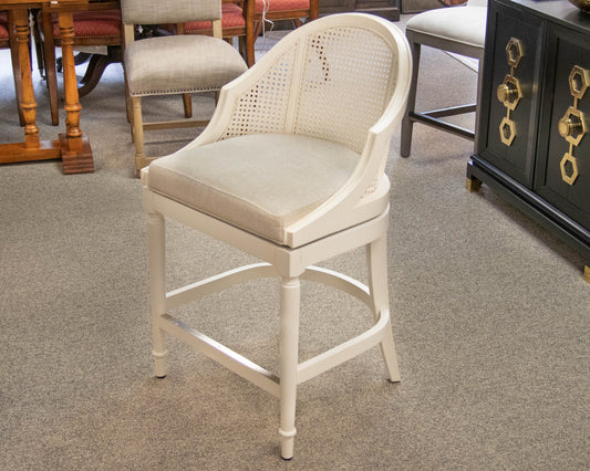 Set of 4 Frontgate 'Paola' Ecru Swivel Cain Counter Stools