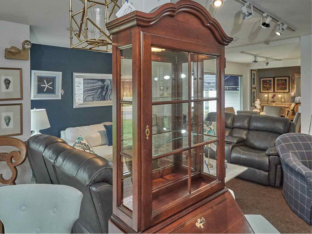 Cherry Secretary Desk with Drop Front & Glass Pane Door Top