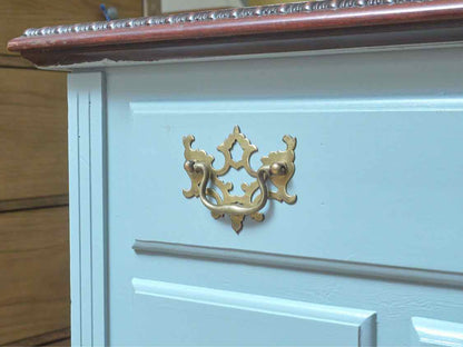 Solid Mahogany Ball & Claw Feet Cedar Lined Chest in Ice Blue finish & 1 Drawer