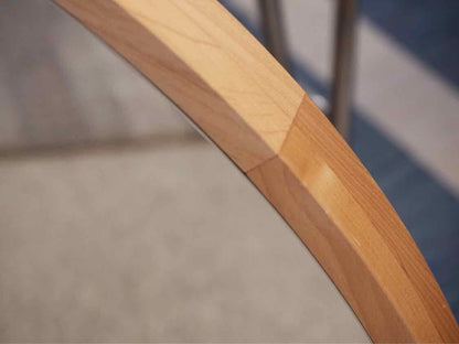 Round Light Wood Frame Mirror
