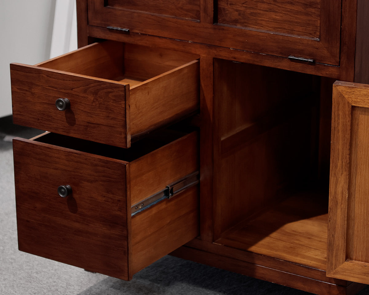 Crate & Barrel Mahogany Storage Cabinet & Drop Down Desk