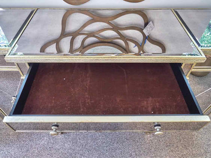 Smoked Glass Sideboard W/ Gold Detailing