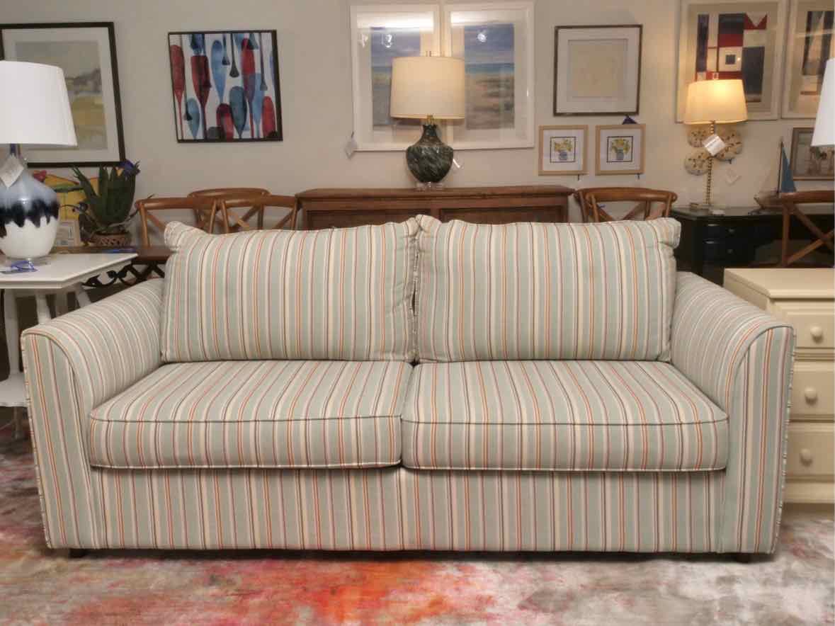 Stanley Upholstered 2 Attached Back Cushion  In 'Ford Aqua Strripes' Sofa