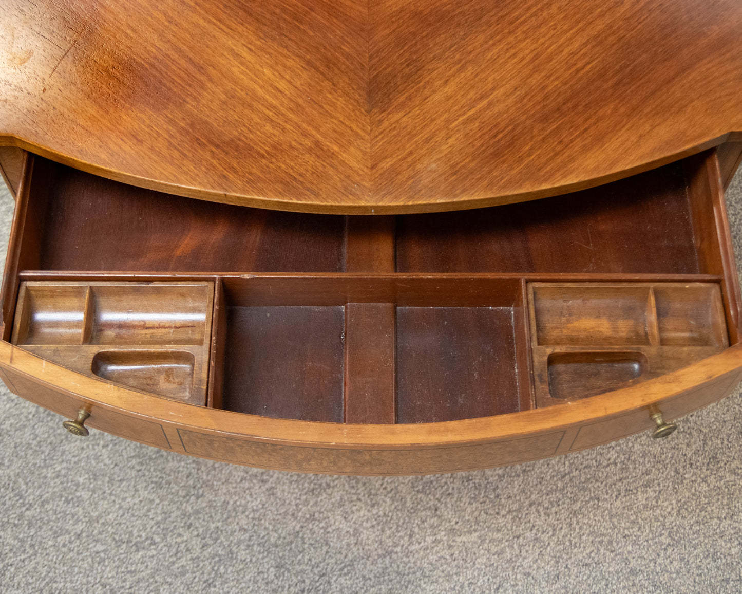 Pooley Furniture Company Upscale 1920's "Radio Desk" In Inlaid Burl Wood Finish