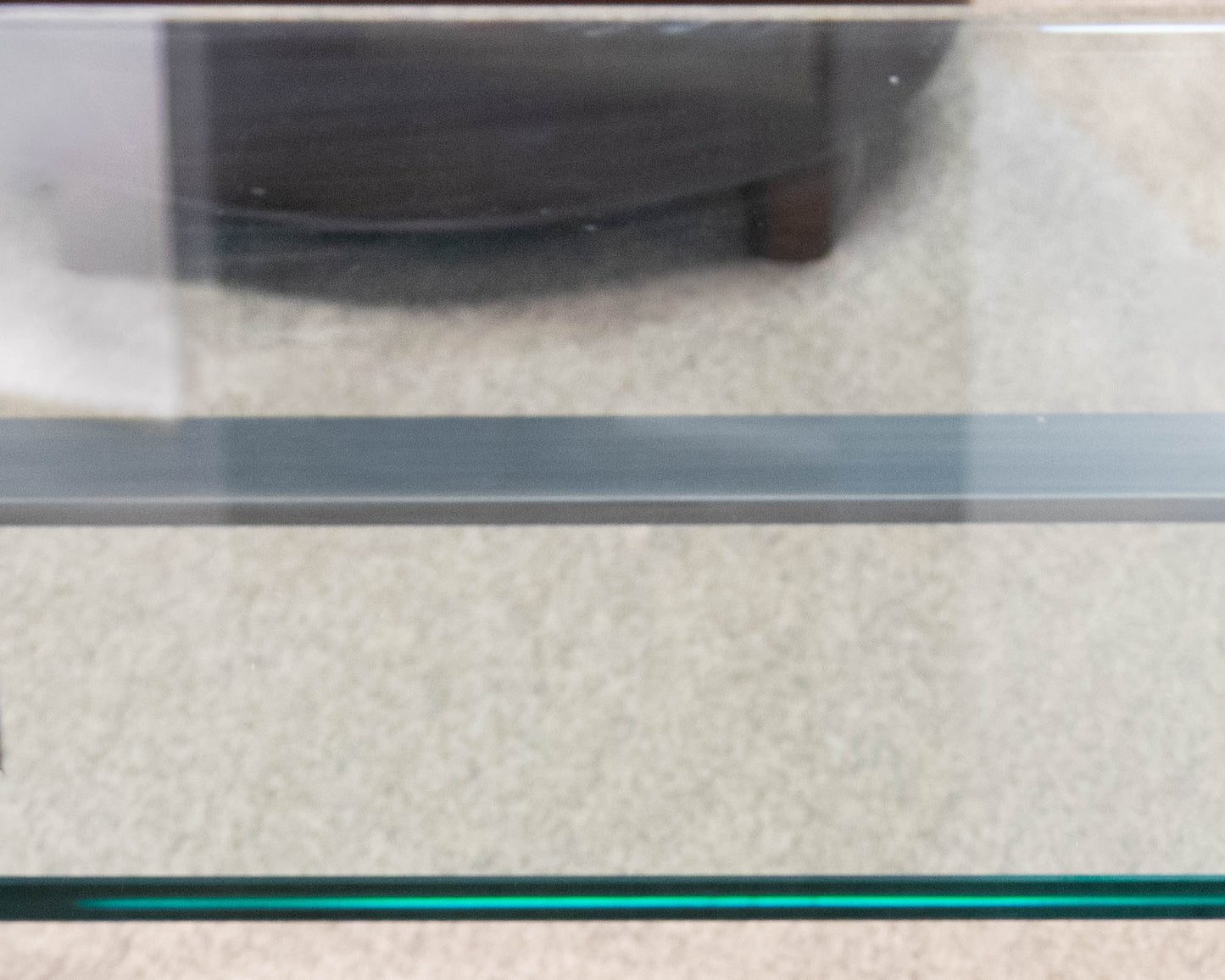 Cocktail Table with Thick Glass Top on Steel Base
