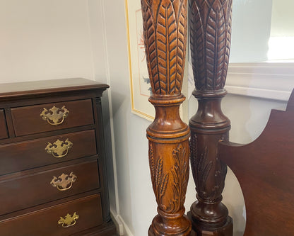 Mahogany  Queen 4 Rice Carved Post  Bed