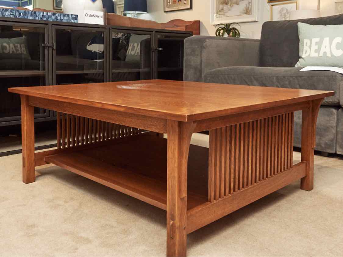 Stickley Mission Solid Oak ( 89-767)  Cocktail Table With Lower Shelf