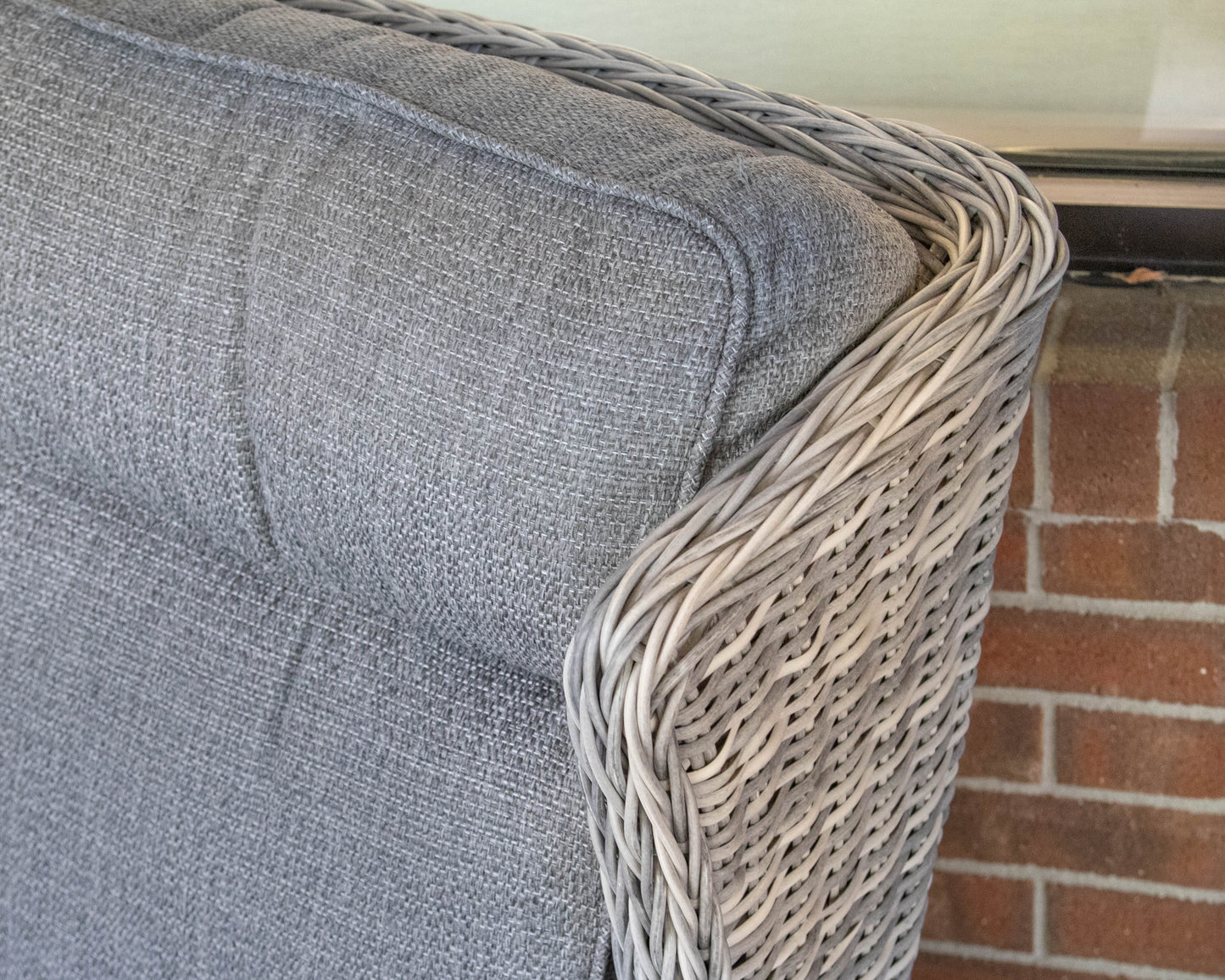 Pair Of SUNS All Weather Heather Grey Wicker Highback Chairs & Ottomans