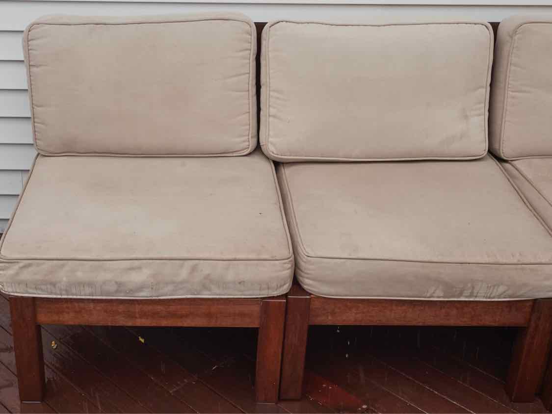 Pottery Barn 5 Piece Teak Frame Outdoor Sectional & Ottoman