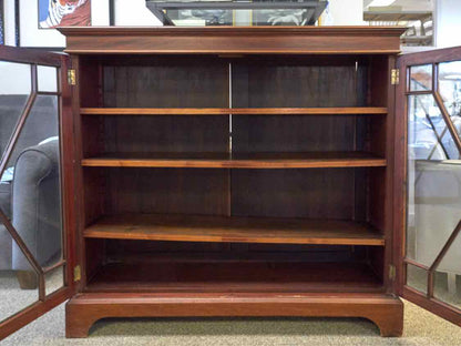 Harrods Mahogany Two Pane Glass Door Bookcase