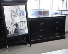 Walter of Wasbash Black 6 Drawer Dresser Chest w/ Mirror