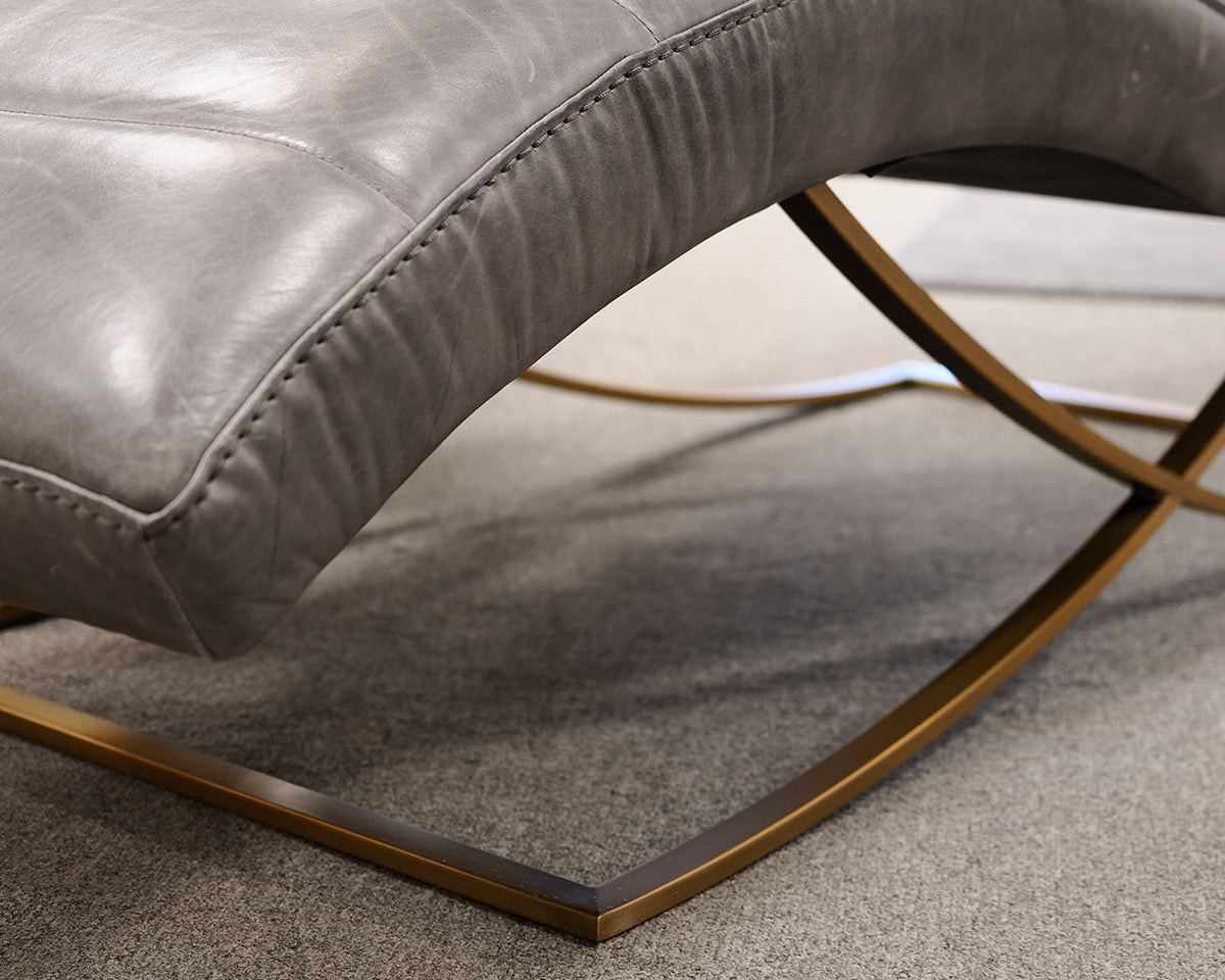 RH "Rene" Gray Leather Chaise
