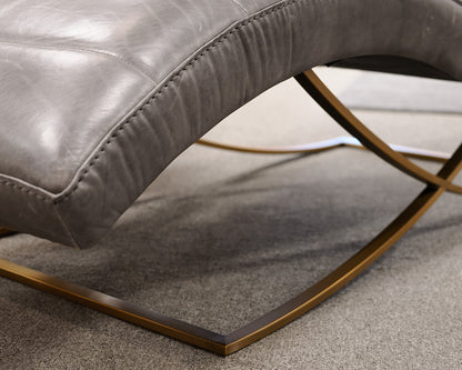 RH "Rene" Gray Leather Chaise
