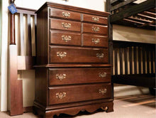 Cherry 3 Over 2 Drawer Chest 0n Chest with Brass Chippendale Pulls
