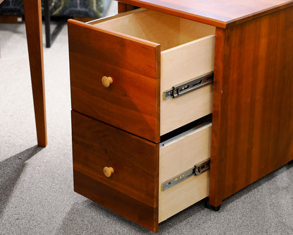 Cherry Sleek One Drawer Desk and Rolling File Cabinet