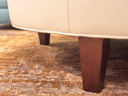 Huntington House White Round Leather Ottoman