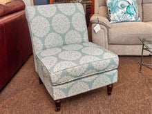 Accent Upholstered Chair In Aqua & Cream Design Espresso Finish Legs